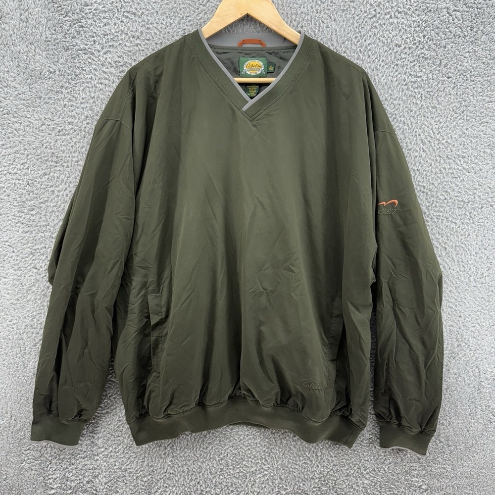 Cabelas Mens XL‎ Tall Green Jacket Pullover Windcrest V Neck Windbreaker Golf